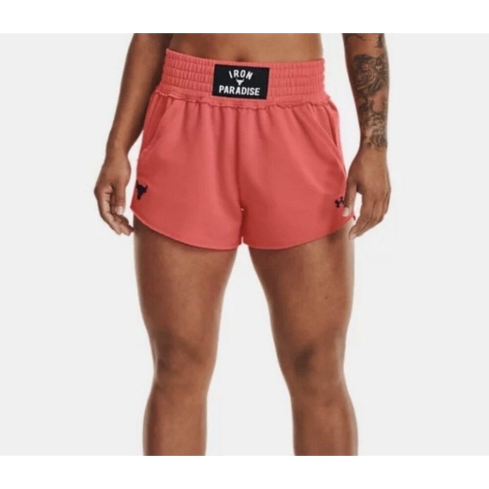 Under Armour Project Rock  Short Women's Large Orange  CrossFit Gym Athletic NWT